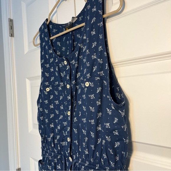 LIZSPORT 80'S Y2K One Piece Jumper Romper Shorts Size Medium Navy - Picture 4 of 6